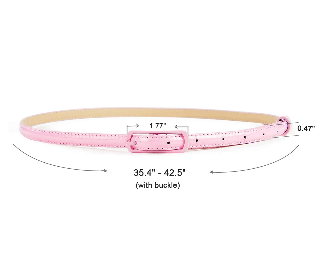 Selighting Women's Solid Color Faux Leather Skinny Belts for Dresses (One Size, Pink)