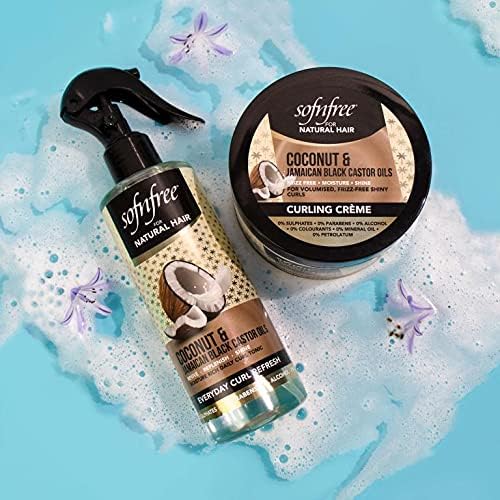 Sofn'free Coconut & Jamaican Black Castor Oil Everyday Curly Refresher Spray, Volumizer and Moisturizer for Styling Dry Hair, Coils and Curls, 8.12 fl