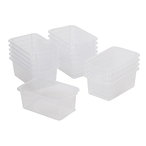 ECR4Kids Scoop Front Storage Bin, Multipurpose Organization, Clear, 15-Piece