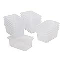 ECR4Kids Scoop Front Storage Bin, Multipurpose Organization, Clear, 15-Piece