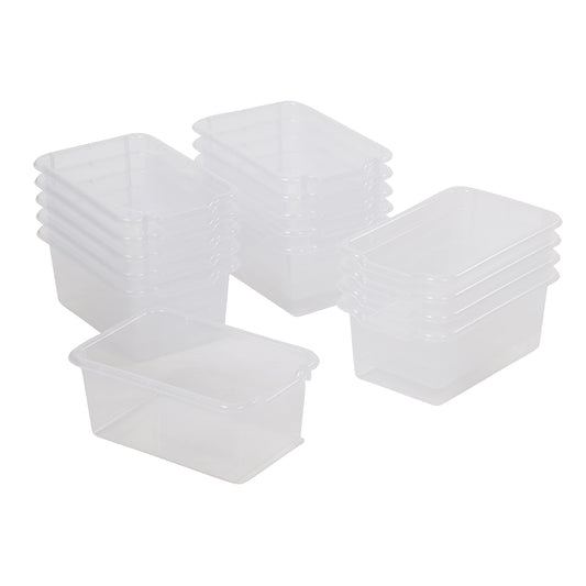 ECR4Kids Scoop Front Storage Bin, Multipurpose Organization, Clear, 15-Piece