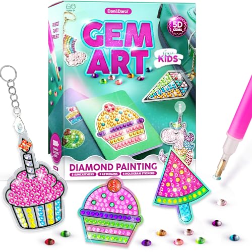 Dan&Darci Diamond Art Kit for Kids - Gem Painting Arts & Crafts Kits for Ages 6-12, Gifts for 6, 7, 8, 9, 10, 11, 12 Year Old Boy & Girl - Girls…