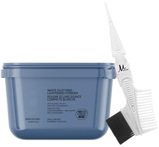 Igora Vario Blond Bleach Super Plus Power Hair Lightening Powder 450 grams and M Hair Designs Tint Brush Comb (Bundle), Off White Beauty & Personal Care M Hair Designs