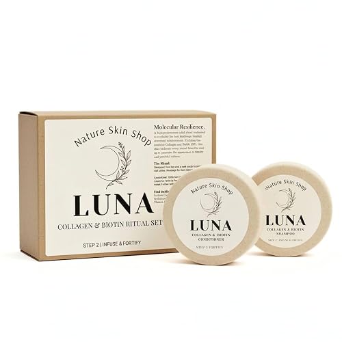 Nature Skin Shop Luna Collagen & Biotin Shampoo and Conditioner Set - Strengthening & Volumizing Solid Hair Care Duo for Fine, Thinning & Weak Hair