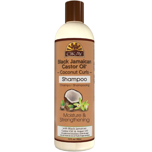 OKAY Black Jamaican Castor Oil Shampoo - Natural, Moisturizing Jamaican Castor Shampoo, Strengthen & Restore Damaged Hair for Women and Men - Coconut