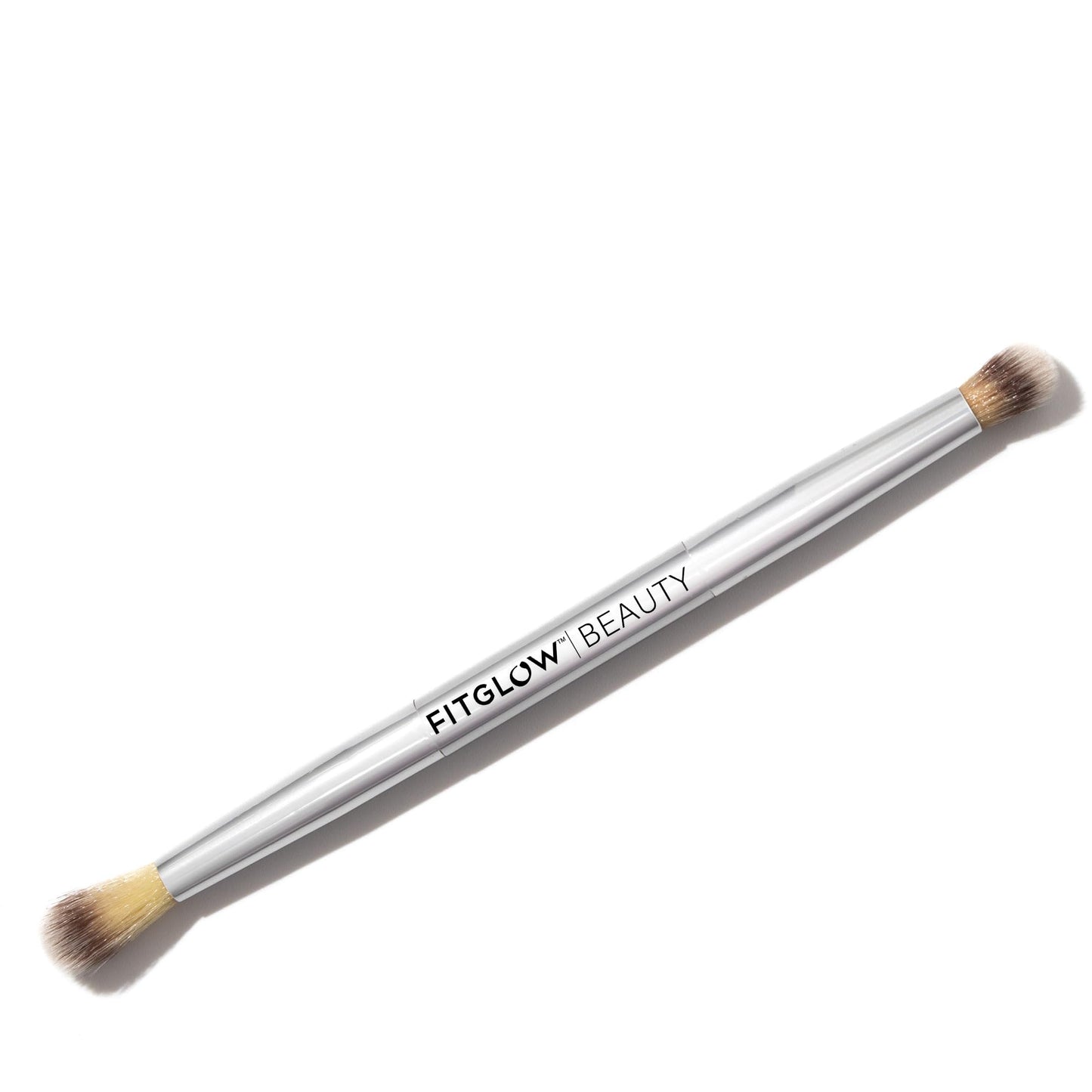 Fitglow Beauty Vegan Teddy Double Eye Brush | Double-Ended Makeup Brush for Eyeshadow & Liner | Seamless Blending, Precise Application | Crease-Free