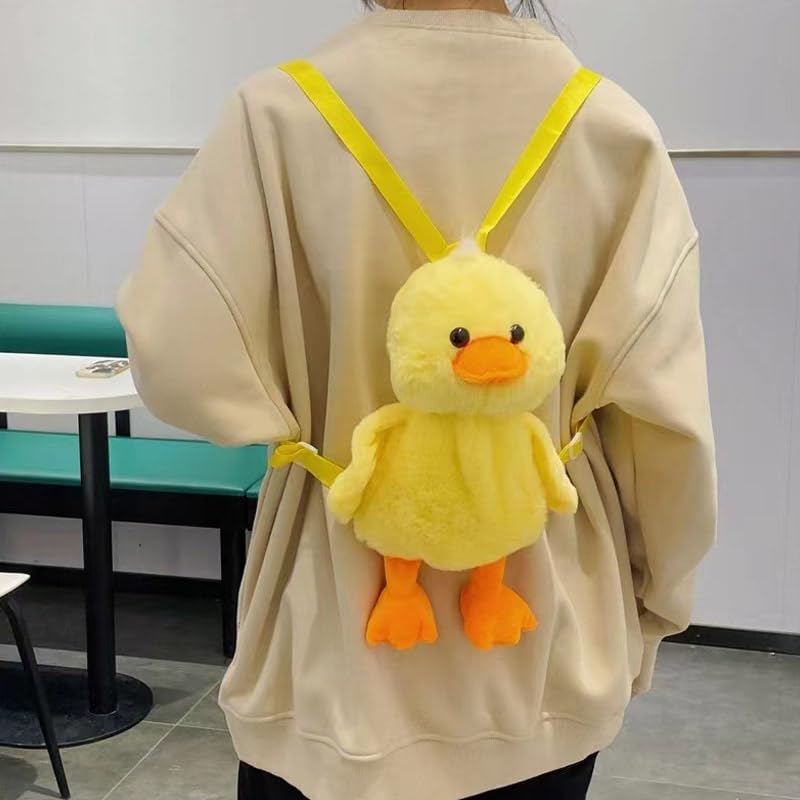 Ximimark 1 pc Cute Mini Little Yellow Duck Design Backpack, Chain Adjustable Strap Cartoon Fluffy Novelty Bag