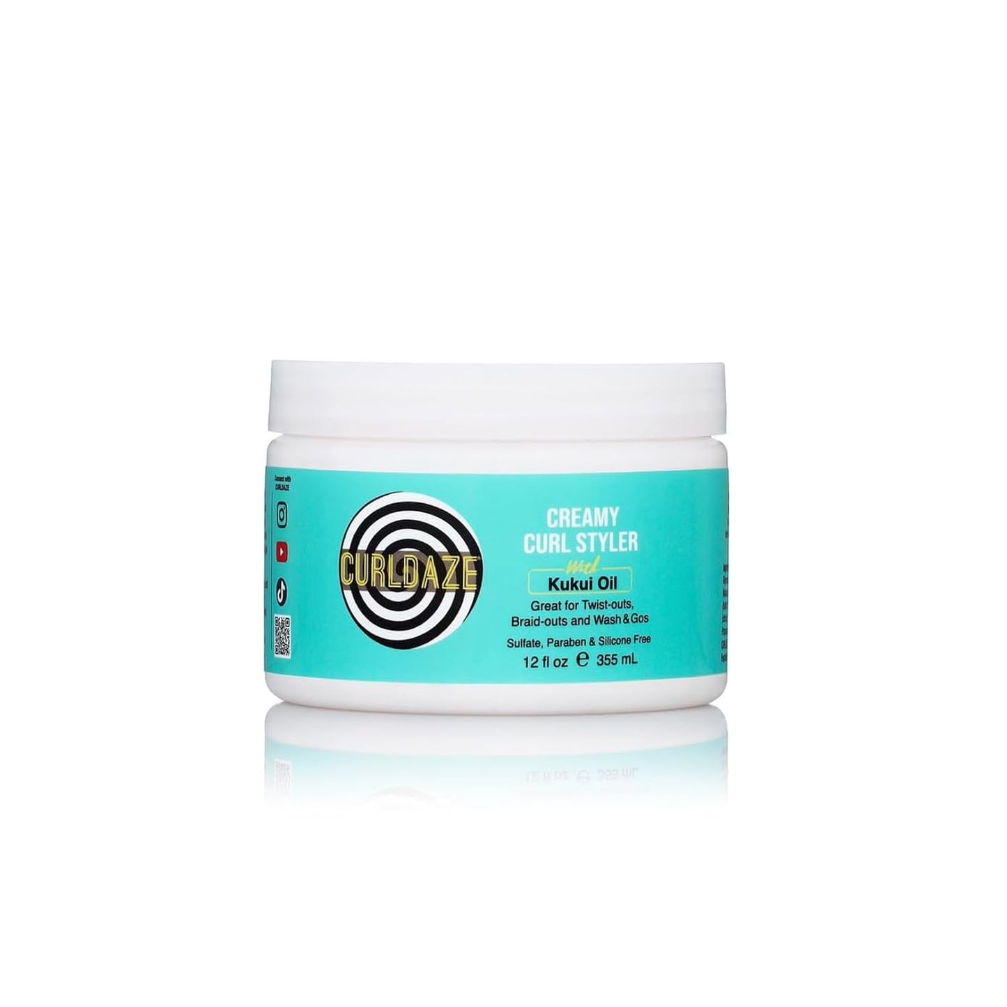 Curldaze Creamy Curl Styler with Kukui Oil, Vitamins A, C, and E. Moisturizing and Styling Curl for Curly Hair, Great for Twist-Outs, Braid Outs, Wash