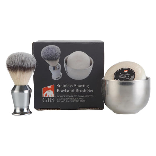G.B.S Men's Wet Shaving Set - Chrome Synthetic Shaving Brush, Stainless Shaving Bowl with Natural Shaving Soap Beauty and Personal Care G.B.S
