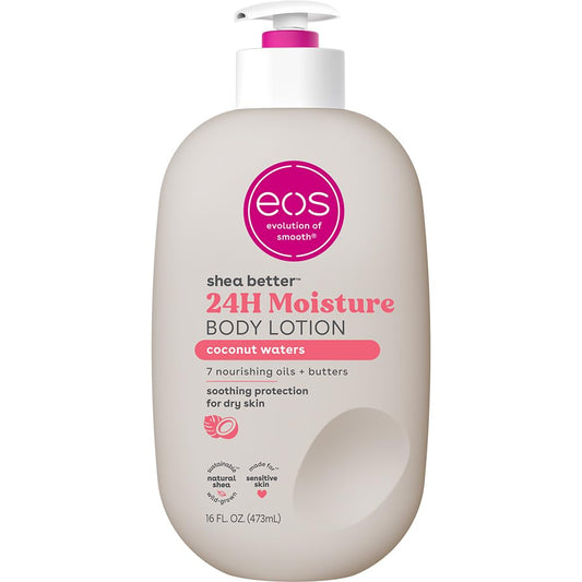 eos Shea Better Body Lotion Coconut Waters 16oz – 24H Moisture, Lightweight & Non-Greasy, Natural Shea, Vegan Coconut Body Lotion