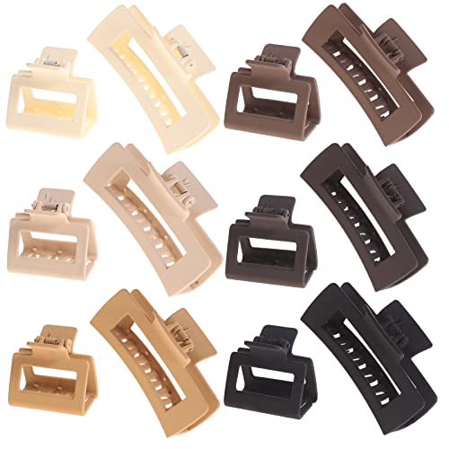 Alemaky 12 Pack Square Claw Clips, Big and Small Neutral Rectangle Hair Claw Clips, Non-slip Matte Large Hair Clips for Women,Strong Hold jaw clip Beauty and Personal Care Alemaky Default Title