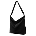 Draw blank Black Women's blank large Size Canvas Crossbody Tote Handbags Shoulder Bag Hobo Casual Tote Diy/gifts/aesthetic/personalized