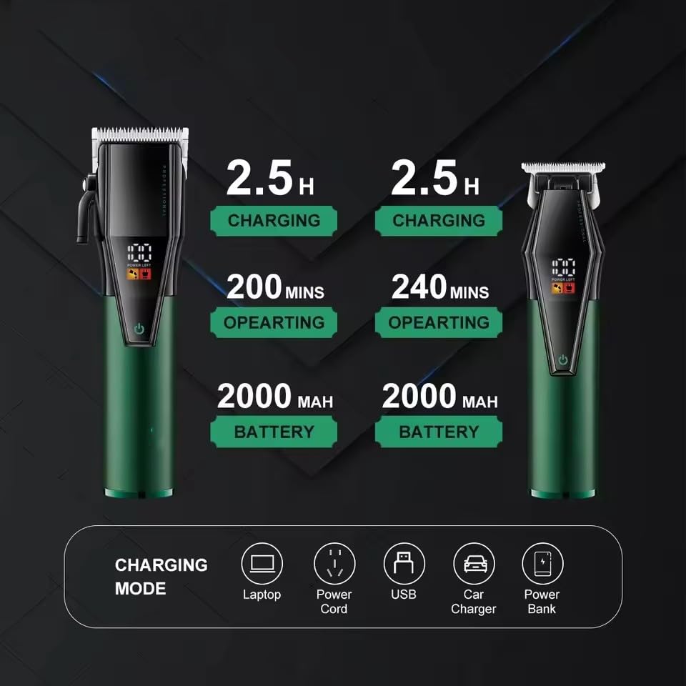 Hair Clippers for Men Professional, Cordless Electric Trimmer with 8 Guide Combs, LED Digital Display Cutting Kit, Barber & Home and Trimmers Set Beauty and Personal Care QDKVTNDJZ