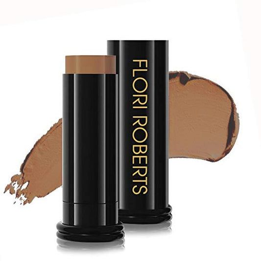 Base Strokes Crème Foundation Stick by Flori Roberts, Full Coverage for Women of Color or Deeper Skin Tones, Long Lasting Makeup, Natural Finish