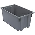 Akro-Mils 35185 Nest and Stack Plastic Storage Container and Distribution Tote, (18-Inch L x 11-Inch W x 9-Inch H), Gray, (6-Pack)