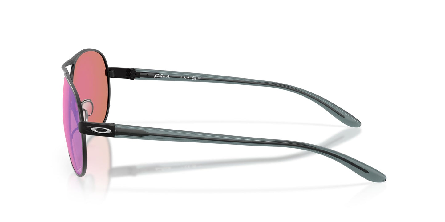 Oakley Women's OO4079 Feedback Polarized Aviator Sunglasses, Satin Black/Prizm Golf, 59 mm