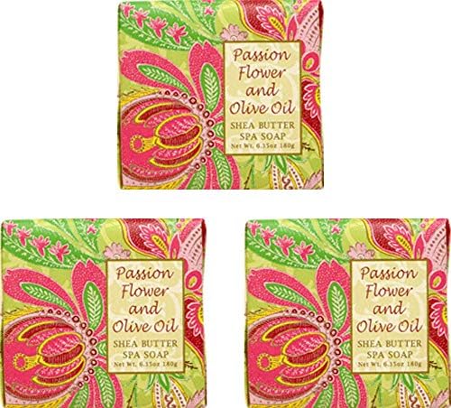 Greenwich Bay Cleansing Spa Soap, Shea Butter, and Cocoa Butter. No Parabens, No Sulfates 6.35 Oz. (3 Pack) … (Passion Flower)
