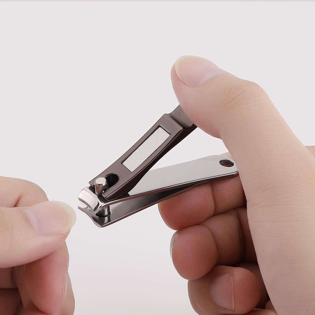 ILLILOTS Nail Clippers Set with Build-in Nail File, Durable Sharp Zinc Alloy Fingernail Clipper and Toenail Clipper with Tin Case, Matte Gray