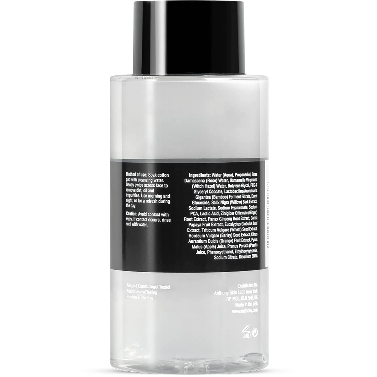 Anthony Witch Hazel Toner for Face, Kind Cleansing Water with Rose Water to Tone and Soothe, Sodium PCA to Hydrate Skin, Micelles to Remove Excess Oil