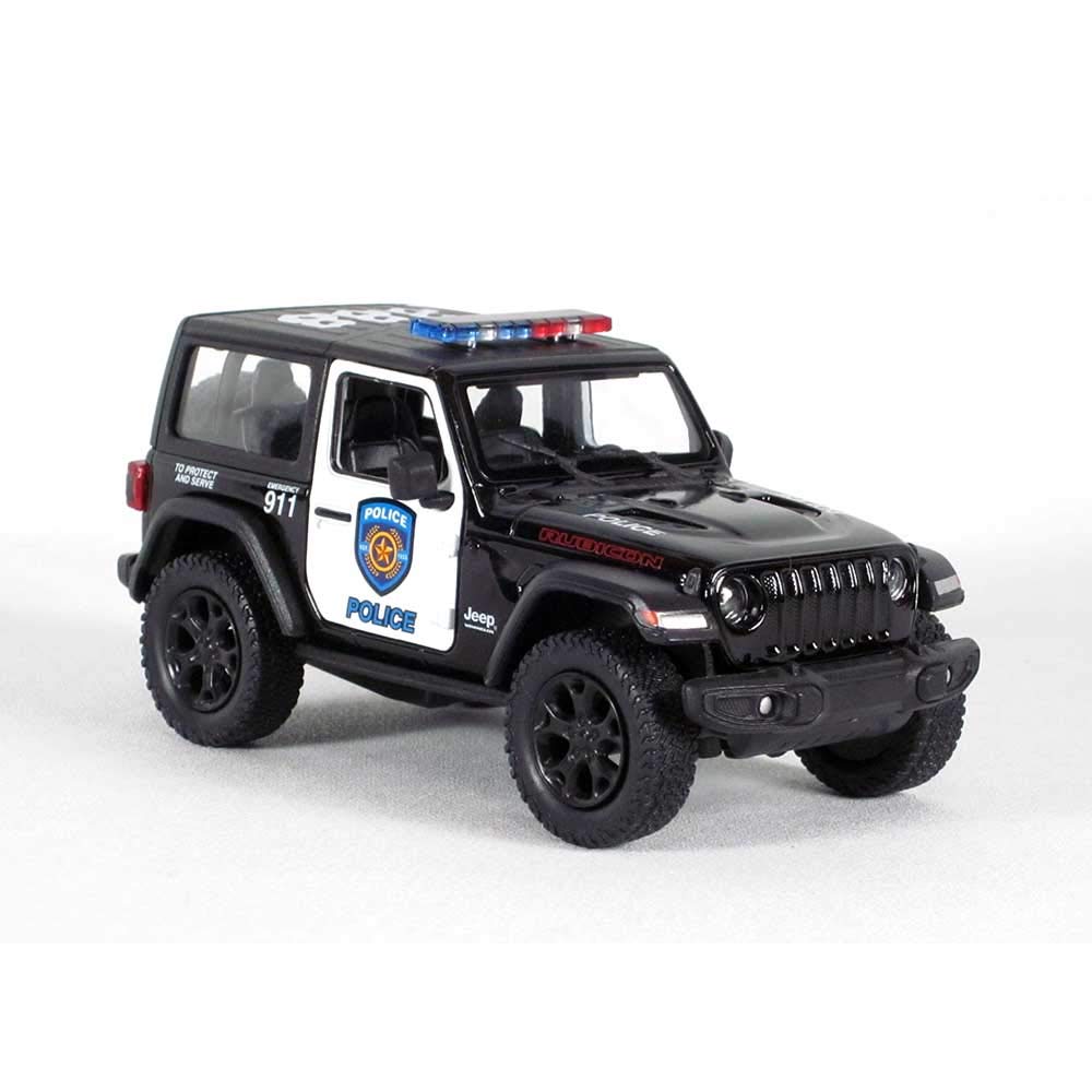 KiNSMART - Jeep Wrangler Rubicon Off Road 4x4 5 inch 1:34 Scale Die Cast Model Replica Toy Car (Rescue Police)