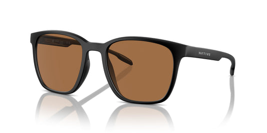 Native Unisex Sunglasses Matte Black Frame, Brown Polarized Lenses, 54MM
