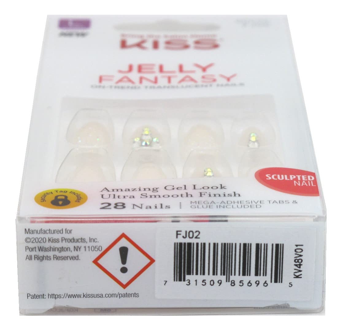 Kiss Jelly Fantasy 28 Count Light Pink/Glitter Long Length (Pack of 3) Beauty & Personal Care KISS