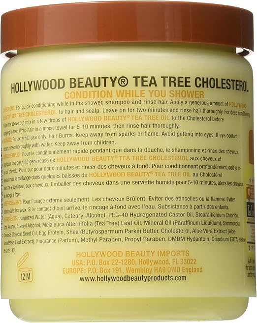 Hollywood Beauty Tea Tree Cholesterol With Shea Butter & Aloe, Green , 20 Oz