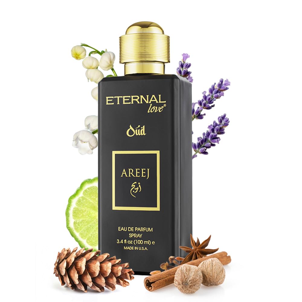 Eternal Love Areej Oud - Long Lasting Unisex Eau de Parfum - Warm Spicy Oriental Fragrance with Oud & Tobacco - Dubai Inspired Arabic Scent - 3.4oz