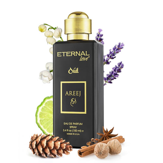 Eternal Love Areej Oud - Long Lasting Unisex Eau de Parfum - Warm Spicy Oriental Fragrance with Oud & Tobacco - Dubai Inspired Arabic Scent - 3.4oz