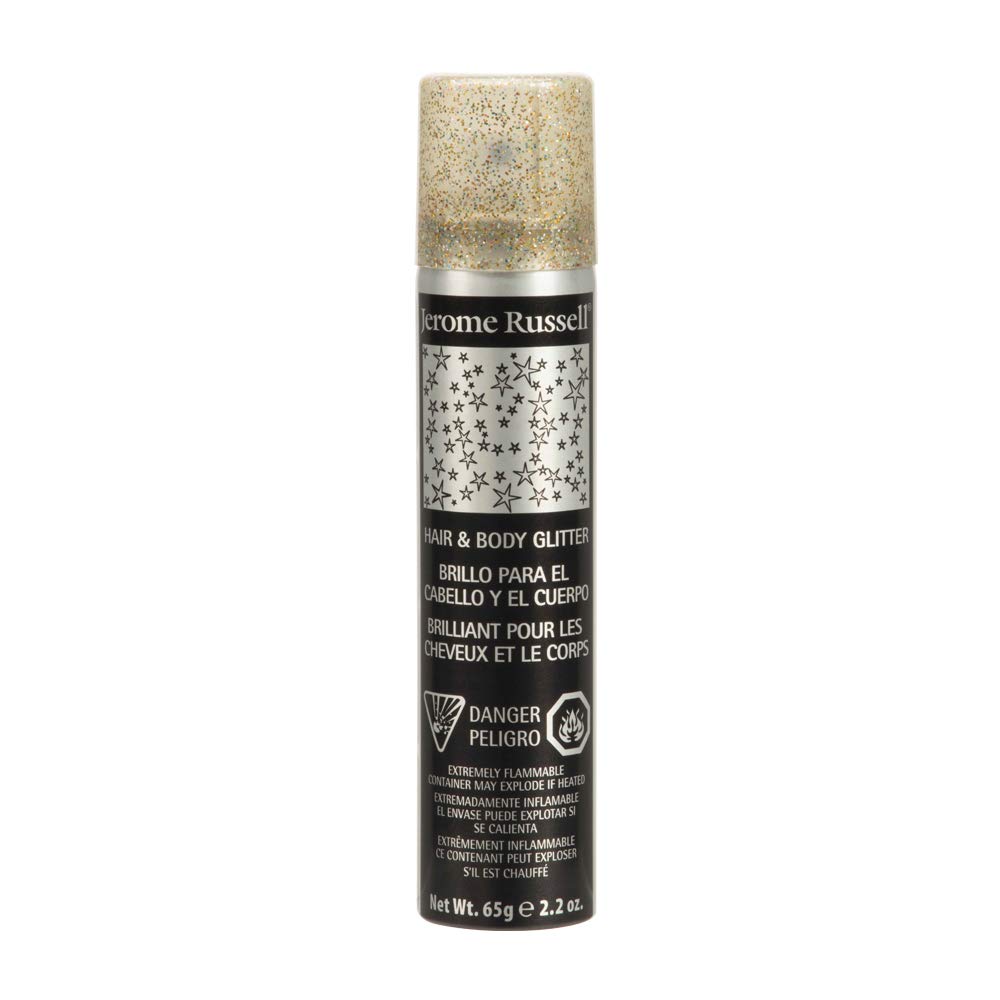 Jerome Russell Temporary Hair and Body Glitter Color Spray, Travel Spray, Lightweight, Adds Sparkly Shimmery Glow, Perfect to use On Hair, Skin, or