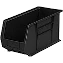 Akro-Mils 30265 AkroBins Plastic Storage Bins, Space-Saving Stackable Bins for Garage, Pantry, Craft Organization, 18-" x 8.25-" x 9-", Black, 6-Pack