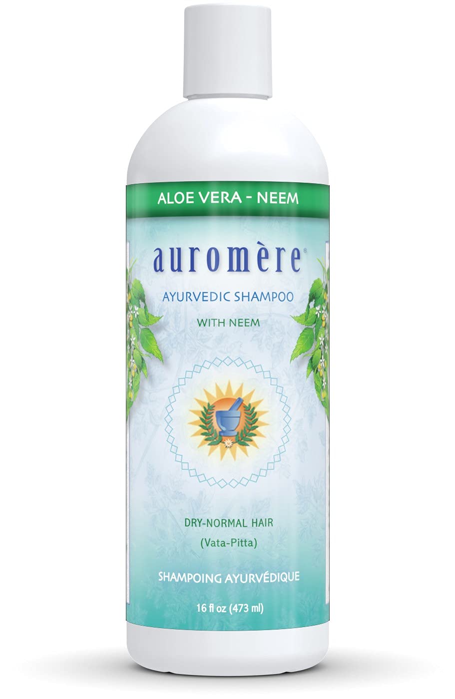 Auromere Ayurvedic Shampoo, Aloe Vera Neem - Vegan, Cruelty Free, Non-GMO, Natural, Gluten Free, Sulfate Free, Paraben Free for Dry to Normal Hair (16