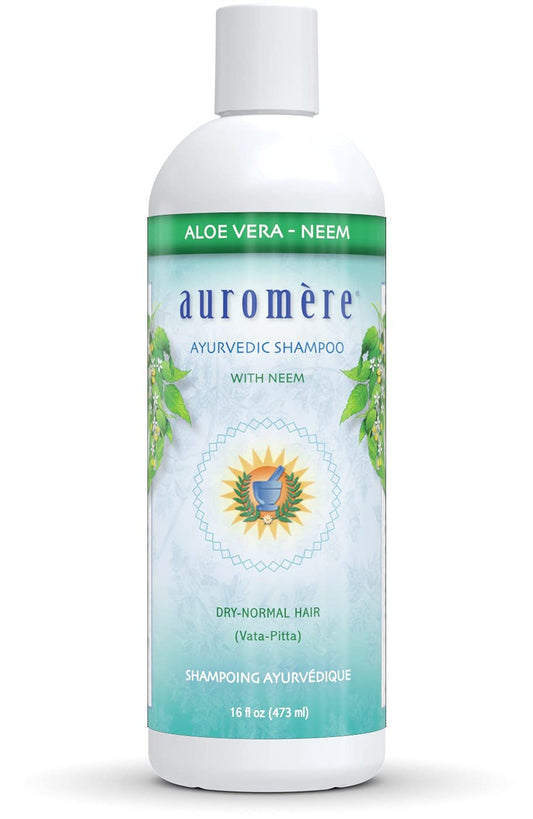 Auromere Ayurvedic Shampoo, Aloe Vera Neem - Vegan, Cruelty Free, Non-GMO, Natural, Gluten Free, Sulfate Free, Paraben Free for Dry to Normal Hair (16