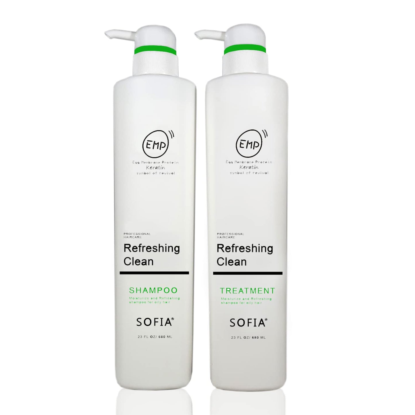 SOFIA EMP Keratin Refreshing Clean Shampoo and Treatment Conditioner, For Oily Scalp and Hair Suitable for all hair types, 680ml (Set of Shampoo