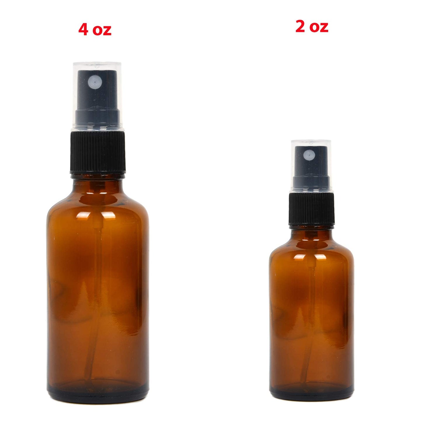 Youngever 12 Pack Empty Amber Glass Spray Bottles, 6 Pack 4 Ounce and 6 Pack 2 Ounce Refillable Containers for Essential Oils, Cleaning Products