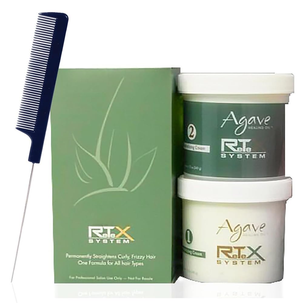 Agavê Retex Hair Straightening System and M Hair Designs Detangling Comb (Bundle), White