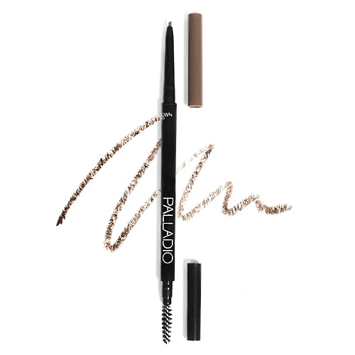 Palladio Beauty Brow Definer Pencil, Ultra Precise Twist-Up Eye Brow Pencil with Long-Staying Power, Spooley Brush Blends Color for Natural Finish, No