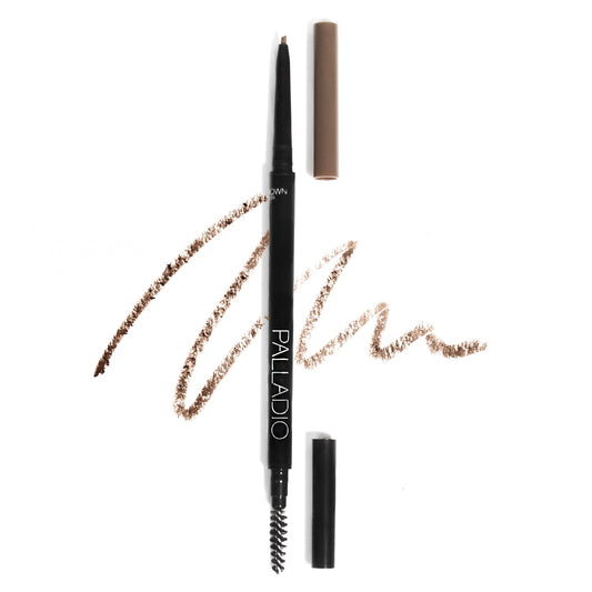 Palladio Beauty Brow Definer Pencil, Ultra Precise Twist-Up Eye Brow Pencil with Long-Staying Power, Spooley Brush Blends Color for Natural Finish, No