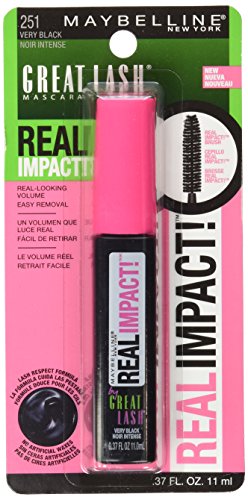 Maybelline New York Great Lash Real Impact Washable Mascara, Very Black, 0.37 Fluid Ounce