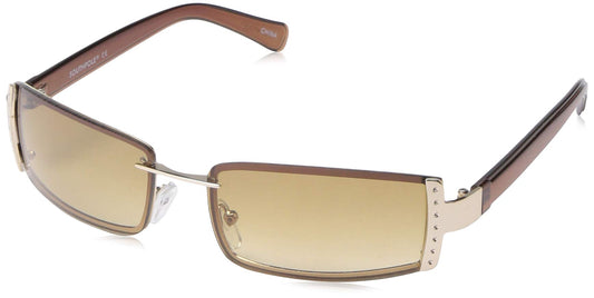 SOUTHPOLE Women's 1022SP Slim Retro Metal UV400 Protective Rectangular Sunglasses. Cool Gifts for Her, 51mm, Gold, 51 mm