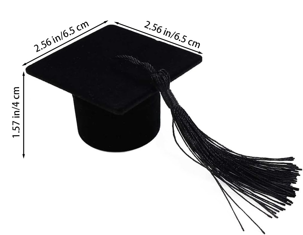 Tangseajiao 1 Pc Black Classic Graduation Ring Box - Graduation Cap Black Ring Box,Ring Storage