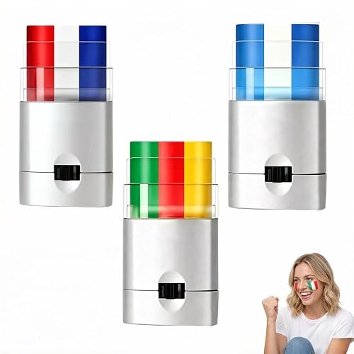 Red White Blue Face Paint Sticks, Patriotic Face & Body Paint for Sports, Festivals and Parties