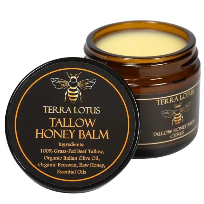Terra Lotus - Organic Grass-Fed Beef Tallow Balm with Raw Honey - Moisturizing Cream for Soft, Smooth Skin - Handmade All-Natural Moisturizer (2 Oz Beauty and Personal Care Terra Lotus Default Title