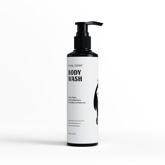 Tribal Chimp Body Wash for Men & Women - Moisturizing Effect with Glycerin & Panthenol | Gentle Shower Gel | Exfoliating, Coconut Body Soap for Smooth Beauty & Personal Care Tribal Chimp