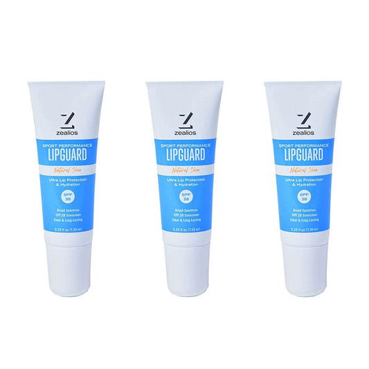Zealios LipGuard Lip Balm 0.25 FL Oz Pack of 3 - SPF 28 UVA/UVB Protection - Hydrating Sunscreen Lip Balm for Dry and Cracked Lips - Paraben Free