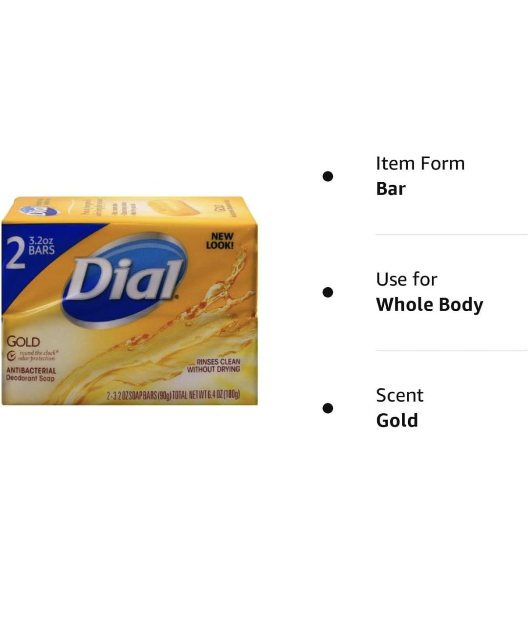 Dial Gold Antibacterial Deodorant Soap, 2 Pack, Total Net Wt 6.4 oz Beauty & Personal Care Dial