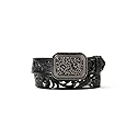 ARIAT Women's Filigree Leather Clear Crystal Accents Belt, Black, Medium