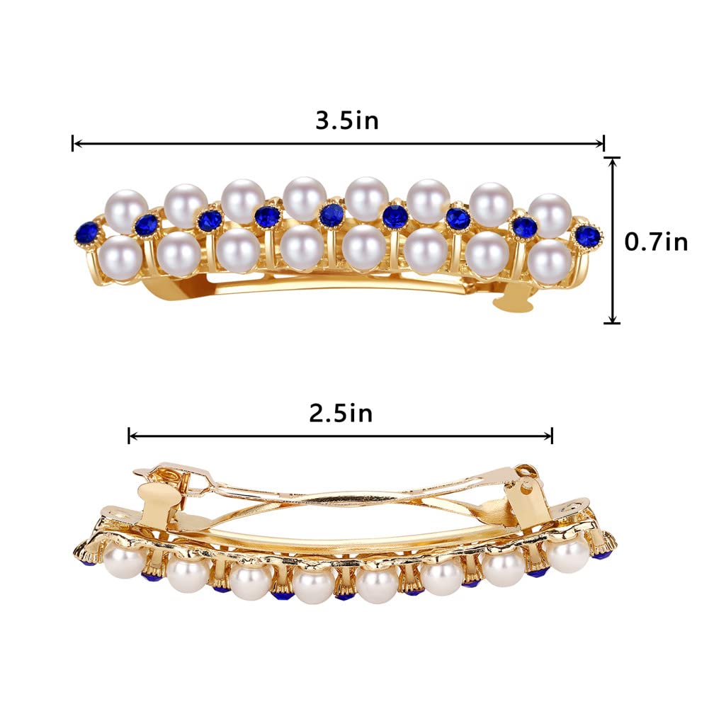 Flower Luxury Jewelry Design Pearl Hair Clips Hairpin Rhinestone Hair Barrette Clip,Women Girls Hair Accessories for Party Wedding Daily Diamond Clips