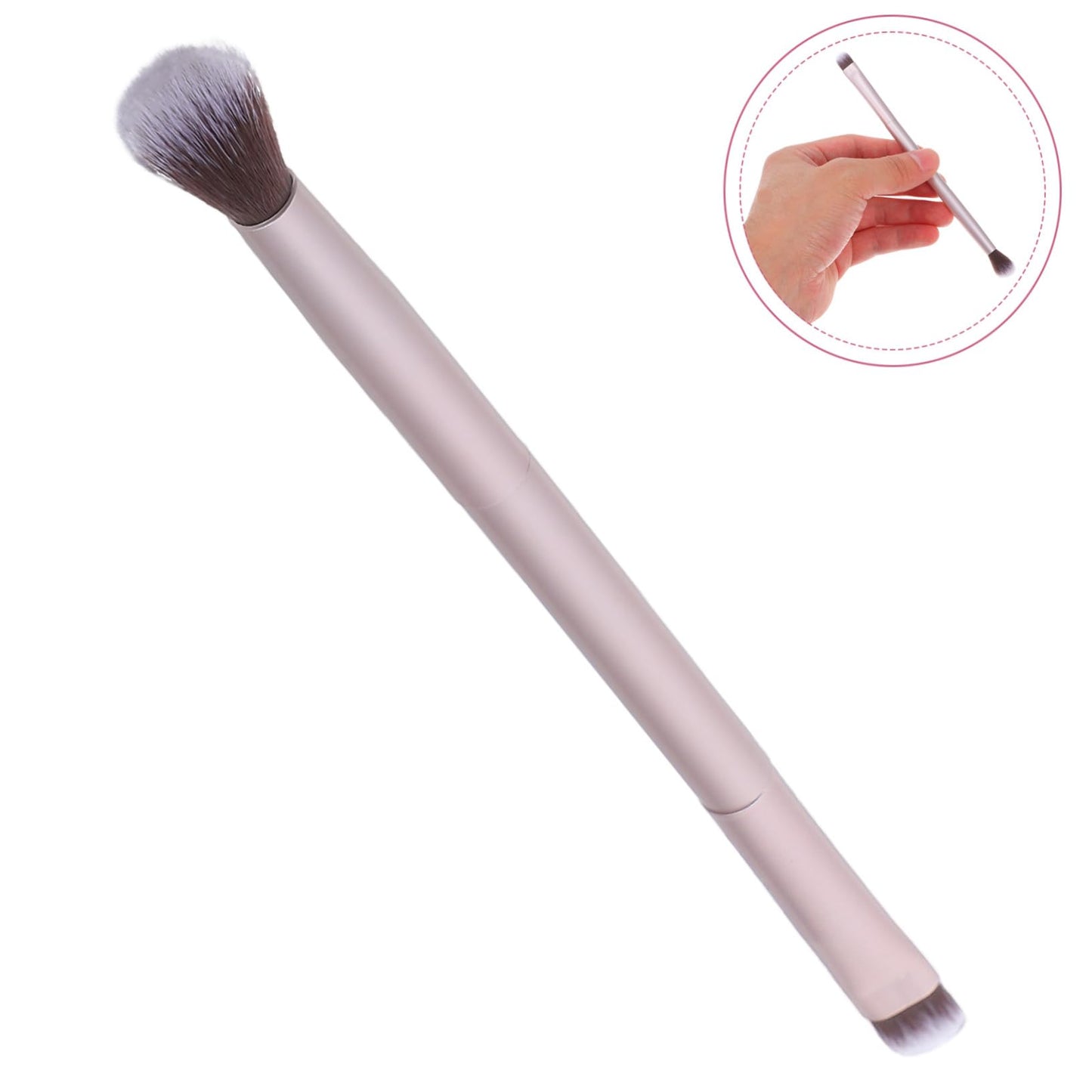 Double Ended Eyebrow Eyeshadow Brush Foundation Makeup Cosmetic Tool (Shallow Matted Gold)