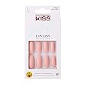 KISS Gel Fantasy Ready-to-Wear Press-On Gel Nails, “All About You”, Long, Pink, Matte Finish, Nail Kit with 24 Mega Adhesive Tabs, Pink Gel Glue